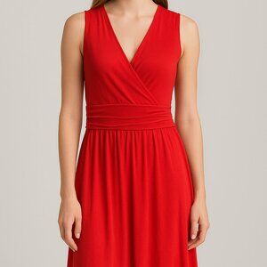 Cynthia Rowley Sleeveless Red Wrap-Front Dress